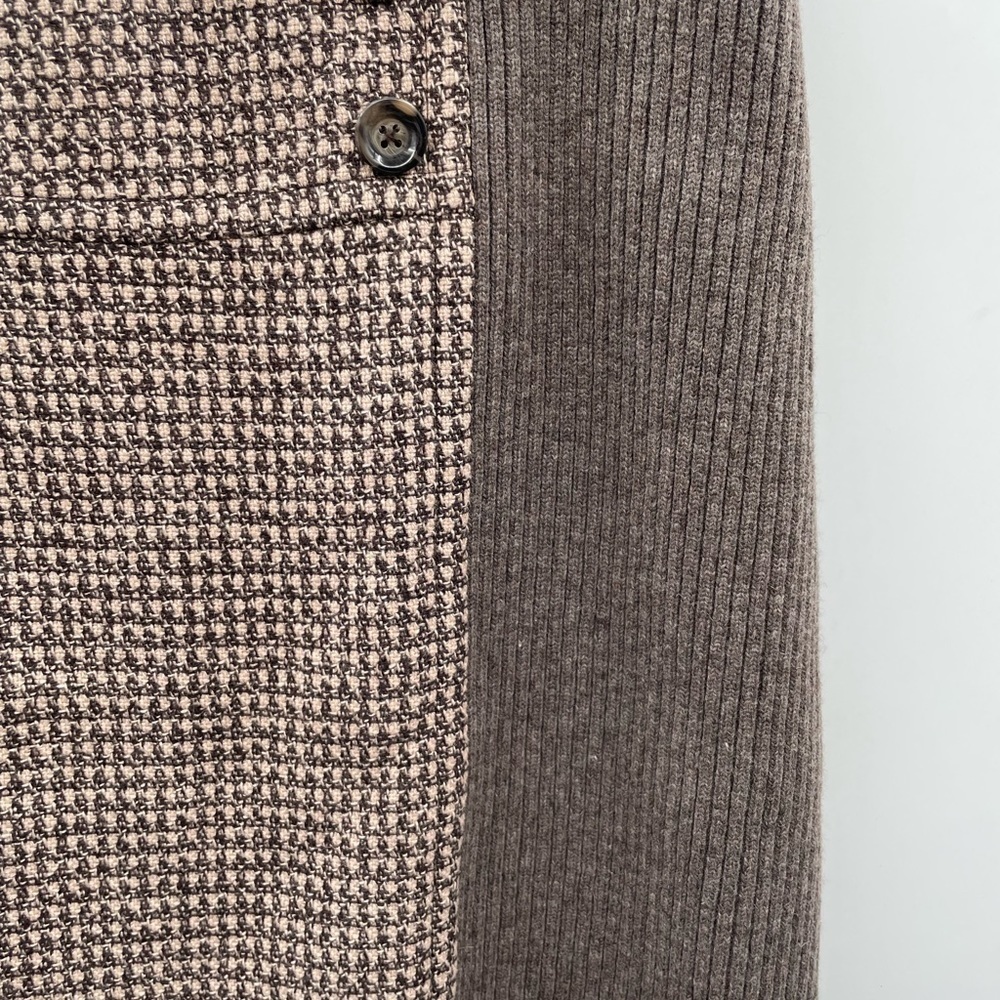Sundance 10 woman brown wool-cotton tweed preppy classic quiet luxury midi skirt - Picture 4 of 9
